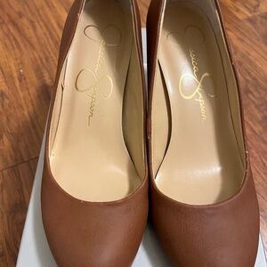 Jessica Simpson Sampson Almond Grain Women's Round Toe Wedge Pumps